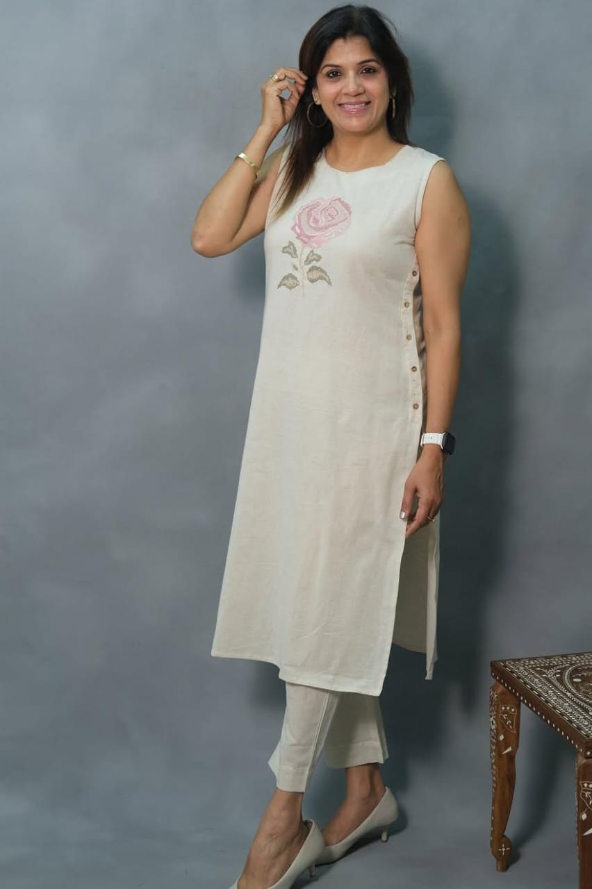 Elegant Cotton Embroidered Kurta Set for summer