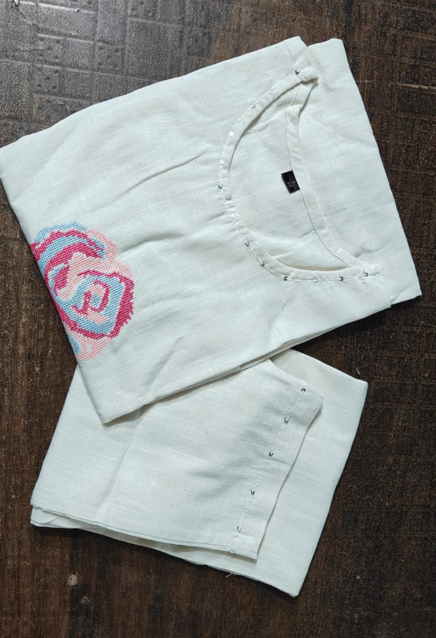 Elegant Cotton Embroidered Kurta Set for summer