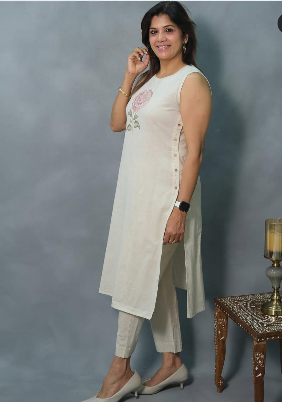 Elegant Cotton Embroidered Kurta Set for summer
