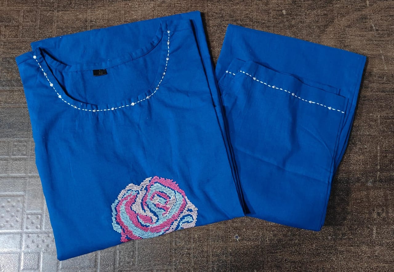 Elegant Cotton Embroidered Kurta Set for summer
