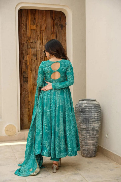 COTTON BANDHANI PRINT KURTI PANT WITH DUPATTA SET FOR INDIAN WOMEN'S