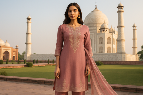 Model in Kurti at Taj Mahal