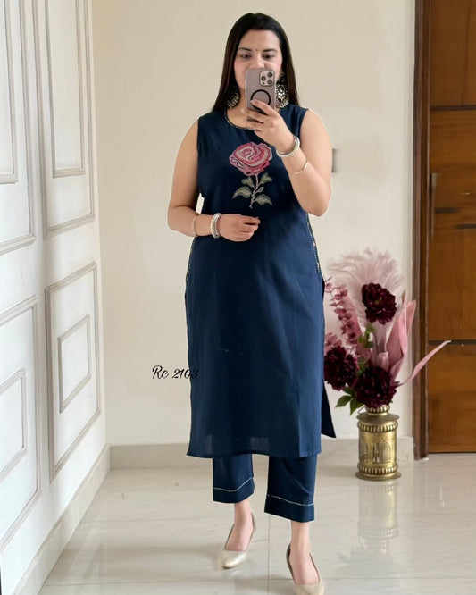 Elegant Cotton Embroidered Kurta Set for summer