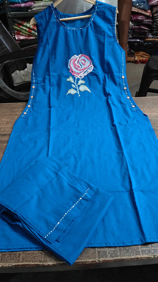 Elegant Cotton Embroidered Kurta Set for summer