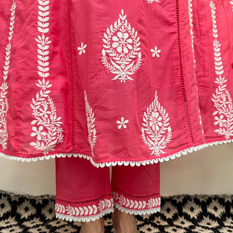 Cotton Embroidery Kurta Pant With Dupatta Set For Women's