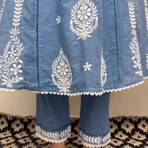 Cotton Embroidery Kurta Pant With Dupatta Set For Women's