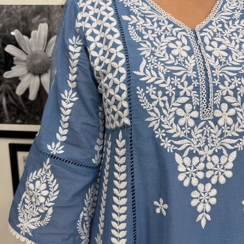 Cotton Embroidery Kurta Pant With Dupatta Set For Women's