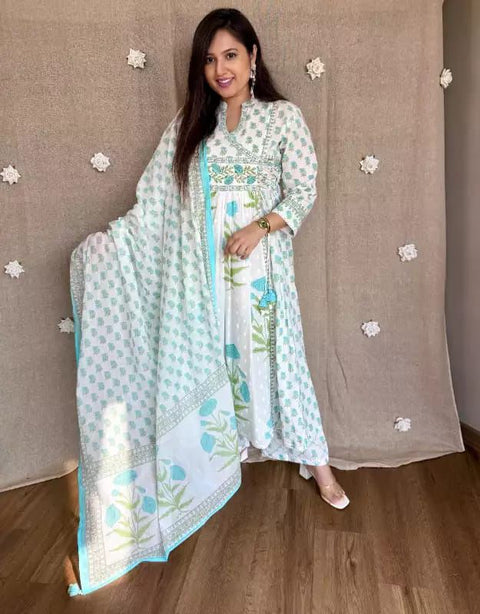 Cotton Anarkali Kurta Set For Women's