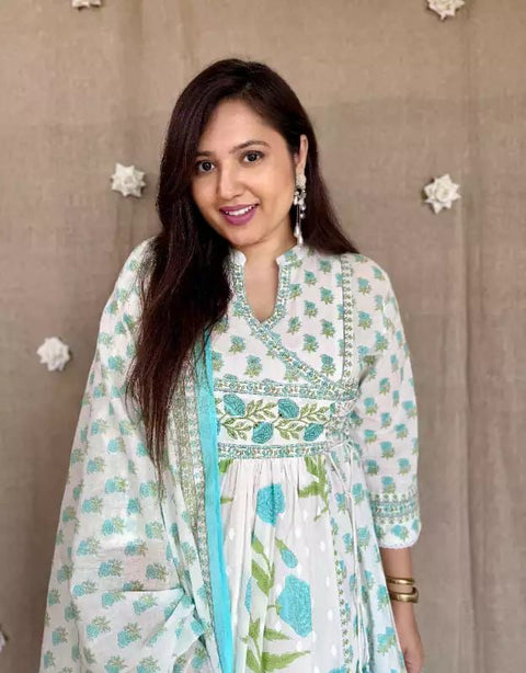 Cotton Anarkali Kurta Set For Women's