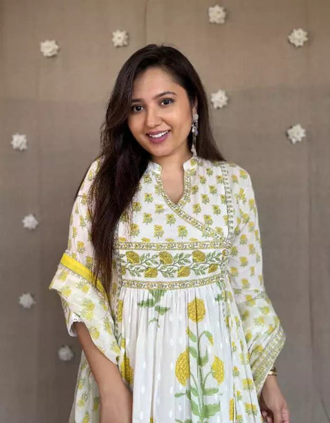 Cotton Anarkali Kurta Set For Women's