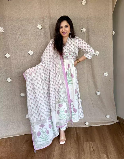 Cotton Anarkali Kurta Set For Women's